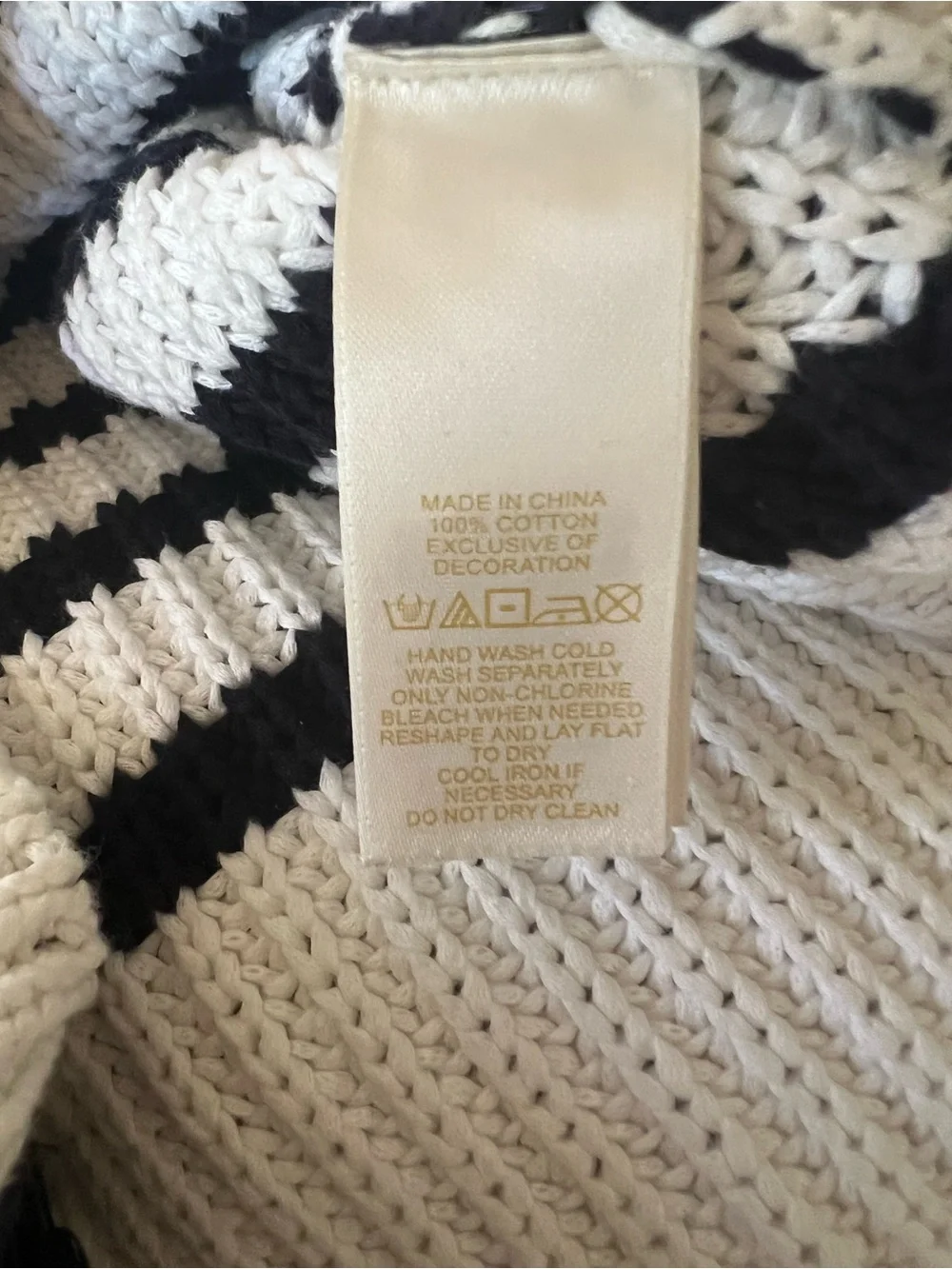 kate spade Aura Chunky Ribbed Knit White and Black Striped Crewneck Sweater